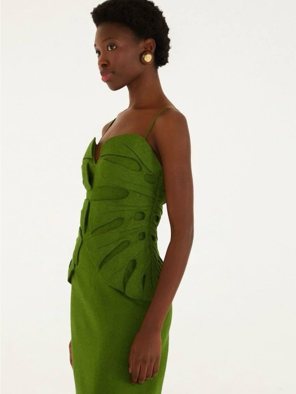 FARM Rio Olive Green Strapless Sculpted Dress